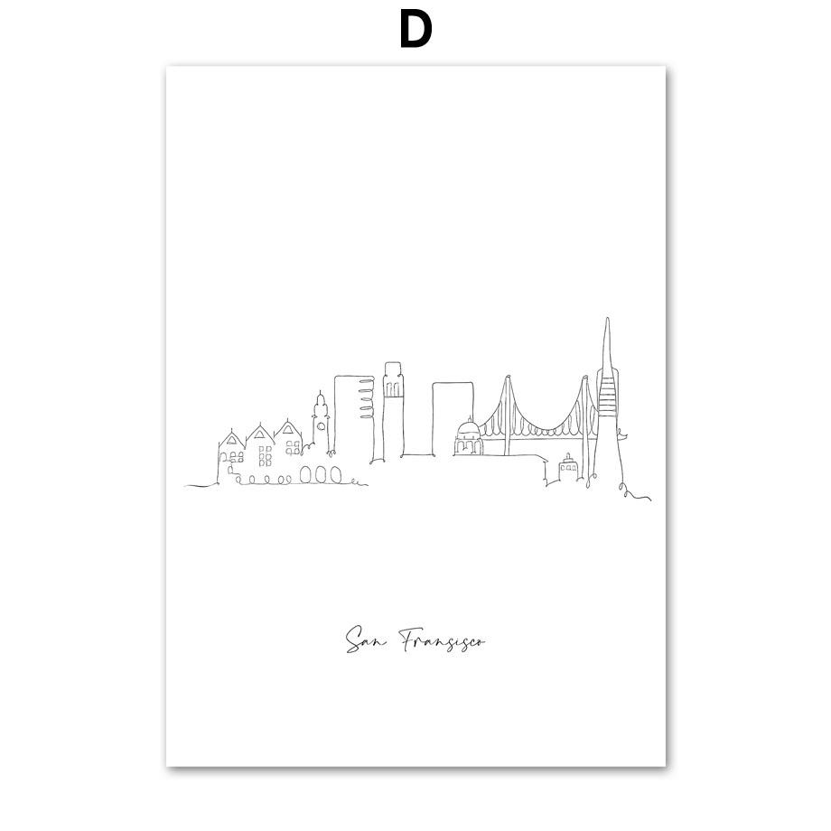 Paris New York London Sydney Taj Mahal Line Wall Art Print Canvas Painting Nordic Poster Modern Decor Picture For Living Room