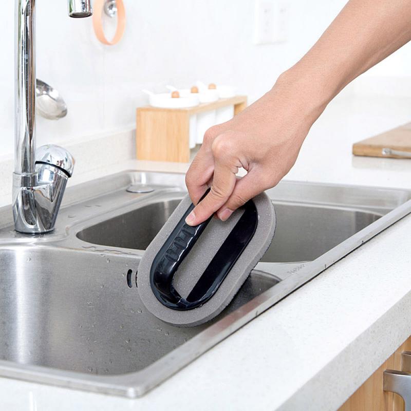 Itchen Gadgets Magic Sponge Cleaning Sponge Kitchen Tools Strong Decontamination Brush with Handle Bathroom Kitchen Accessories