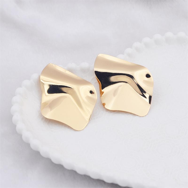 New Exaggerated Irregular Metal Piece Dangle Earrings for Women Uneven Folded Gold Color Metal Hanging Earrings brincos