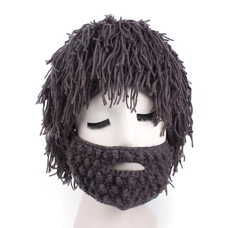 Hobo Mad Caveman Style Winter Knit Beanies With Premium Wig Beard Design**