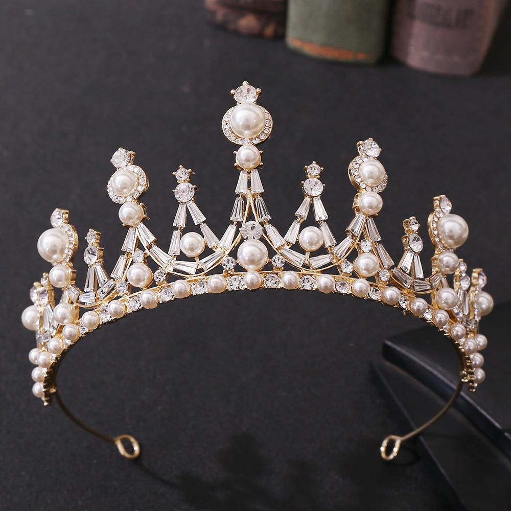 

Золотисто-белый хрустальный жемчуг свадебное вечернее платье корона барокко горный хрусталь ювелирные изделия свадебная корона