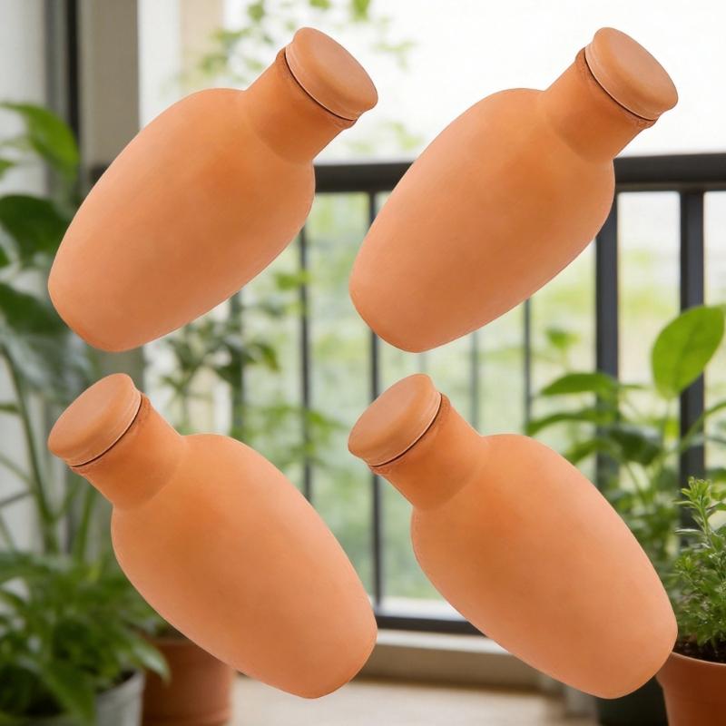 Lot de 4 pointes d'arrosage automatique en terre cuite pour plantes en pot d'intérieur et d'extérieur Alimentation constante pendant 10 à 14 jours