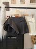 Women's Plus Size High-Waisted Woolen Pleated A-Line Skirt with Bow