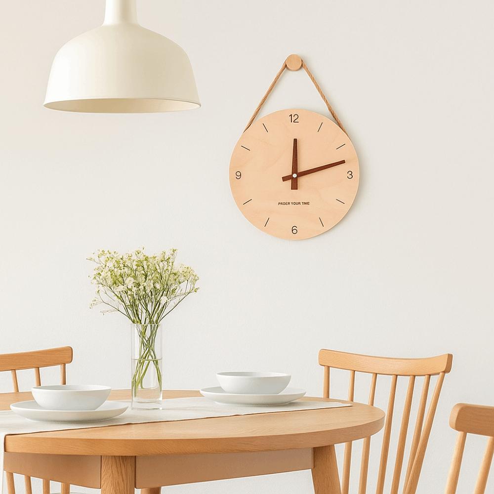 Nordic Style Solid Wood Clock Hanging Wall Clock Creative Aesthetic Clock Office