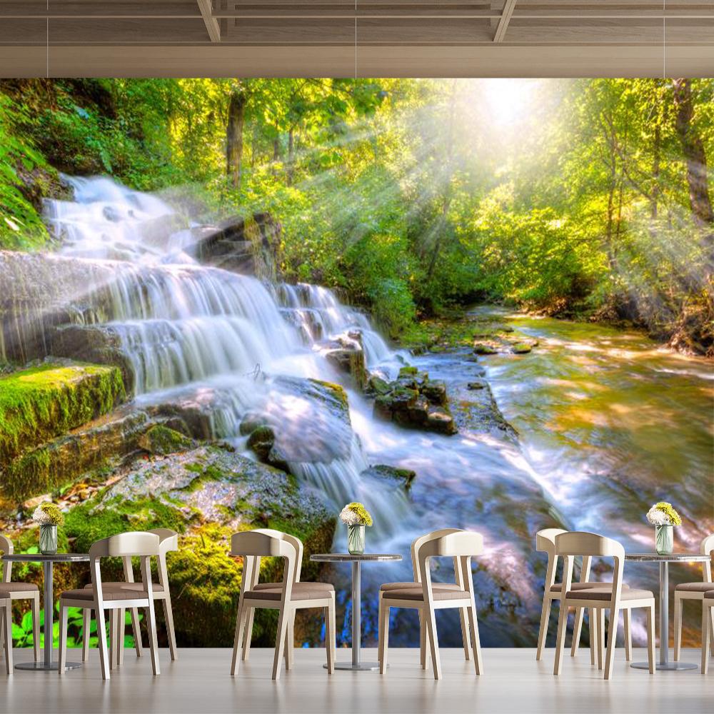 Wallpaper Of Forest 3d Mural Waterfall Mountain Scenery Wallpaper For Bedrooms And Living Room Home Decor