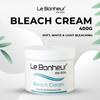 Le Bonheur Bleichcreme mit 2 Stück Aktivator | Perfekt für fettige und empfindliche Haut | Beruhigung durch Aloe Vera | 400 g