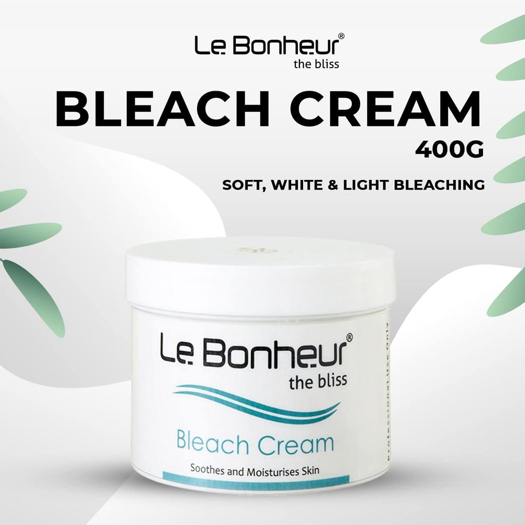 Le Bonheur Bleichcreme mit 2 Stück Aktivator | Perfekt für fettige und empfindliche Haut | Beruhigung durch Aloe Vera | 400 g