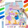 Donald Duck Daisy Eiffel Tower Oil Paint by Numbers Painting Kit Handmade Diy Home Decoration Gift