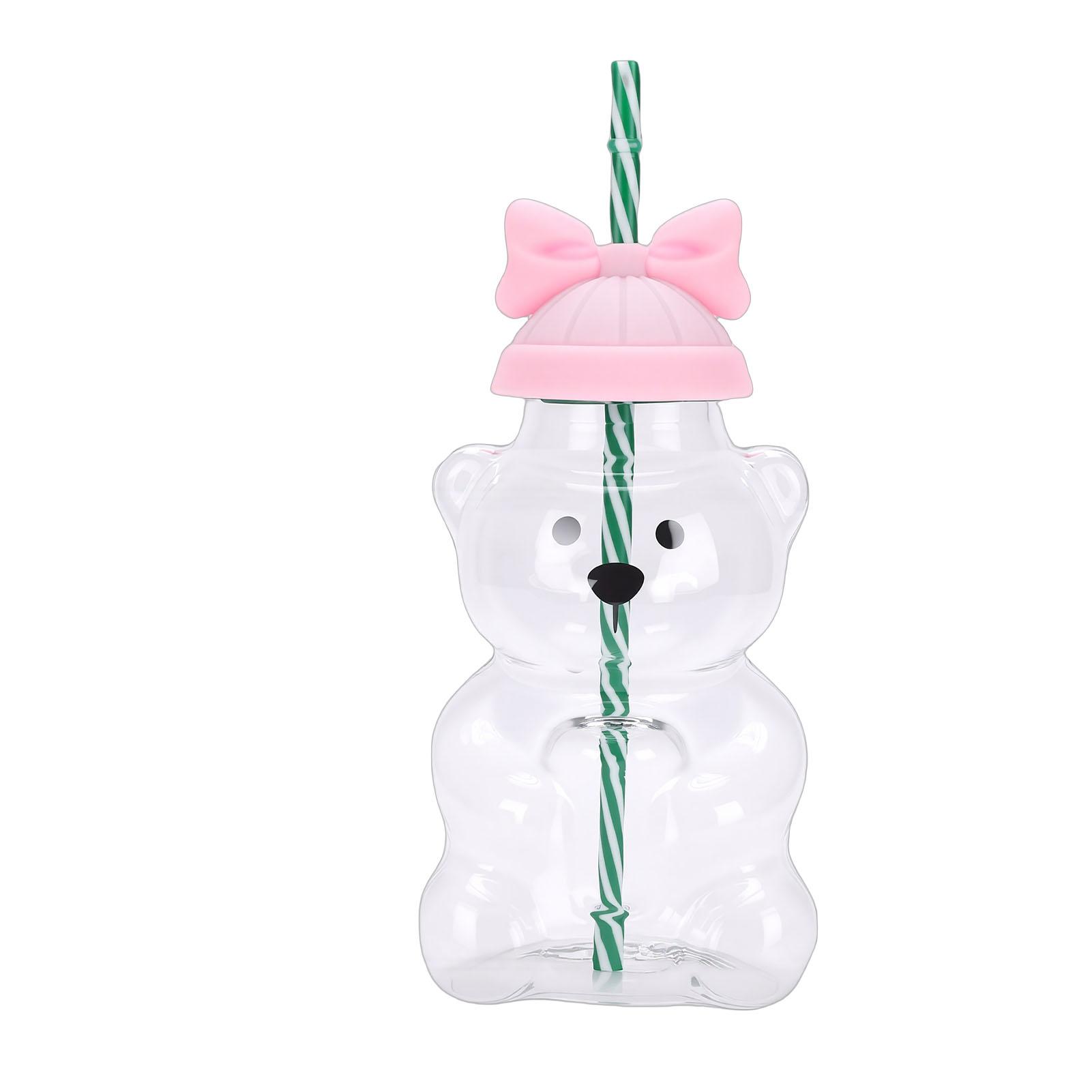 Стеклянная кружка-мишка с крышкой-соломкой, многофункциональная, многоразовая, очаровательная стеклянная посуда с мишкой для кофе, молочного чая, сока