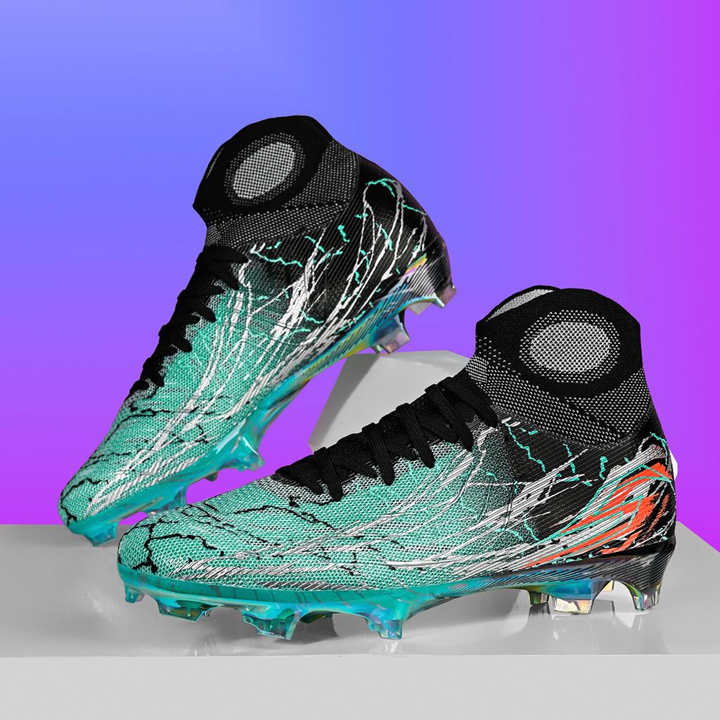 Breathable High Top Electroplated Bottom Soccer bootsFG Long Nails for Anti Slip and Effective Ankle Protection