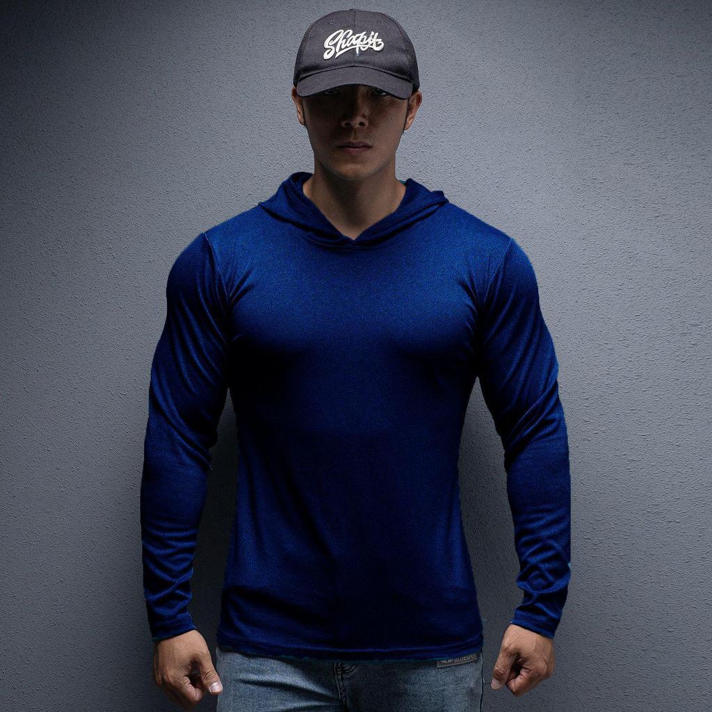 Spring & Autumn Men's Quick-Dry Stretchy Hooded Running Sweatshirt