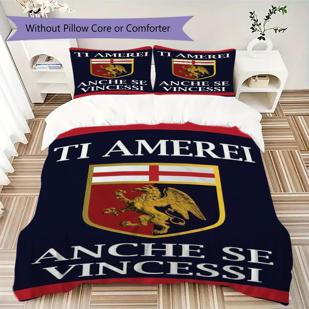 Genoa CFC Pattern Bedding,Quilt Set Quilt Cover Pillowcase Home Birthday Gift(1 * Duvet Cover + 2 * Pillowcase, Without Core)_lx
