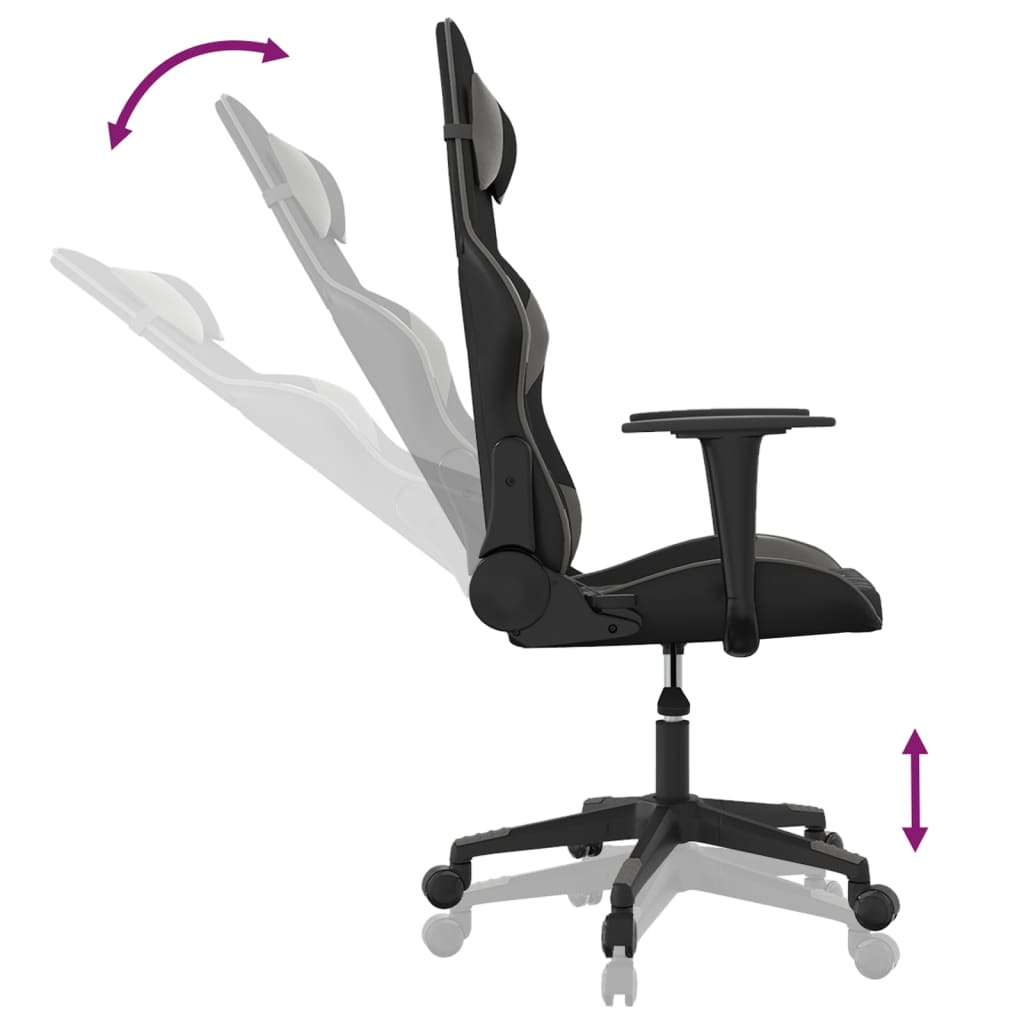 Gaming Chair Black and Gray Artificial Leather