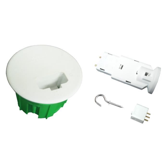 Zenitehc kit dcl : boite point de centre murs pleins ø 65mm avec fiche, douille e27 et crochet