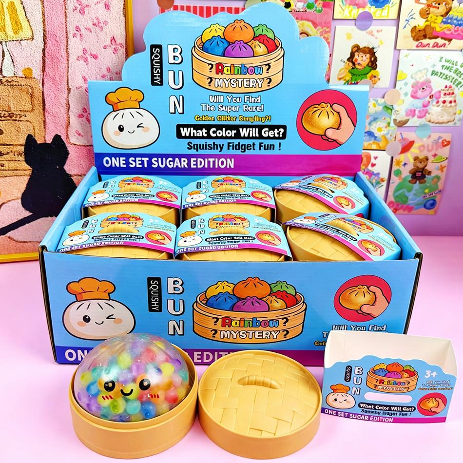 Pallina antistress a forma di raviolo arcobaleno, rimbalzo lento, morbida da schiacciare, giocattolo antistress, decorazione per scrivania da ufficio, regalo di compleanno per bambini/adulti