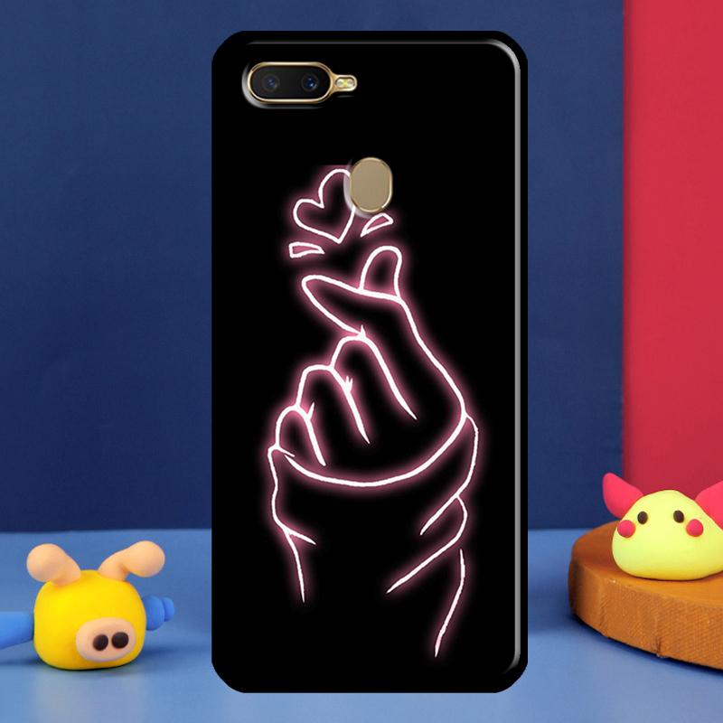 Kpop Finger Heart Case For Oppo A96 A76 A16 A74 A94 A54 S A57 A77 A58 A78 A98 A5 A9 A91 A15 A17 A52 A72 Cover