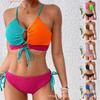 Split Swimsuit Women's Contrasting Color Sexy Cross-band Hollow Bikini
