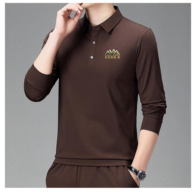 2025 Spring/Autumn Men's Lapel Long Sleeve Casual Soft Comfortable POLO Shirt Set