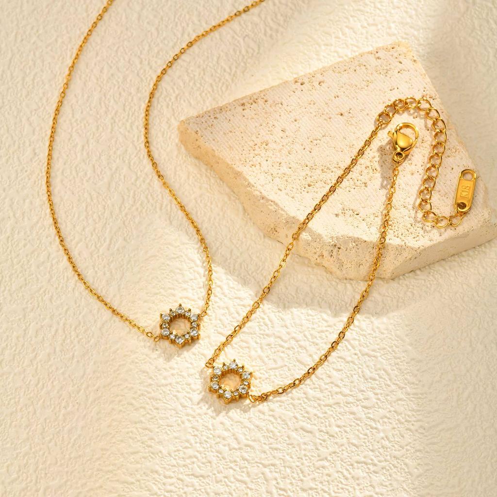 Wind Stainless Steel Zircon Sunflower Gold Bracelet Women'S Accessories Nc-2235