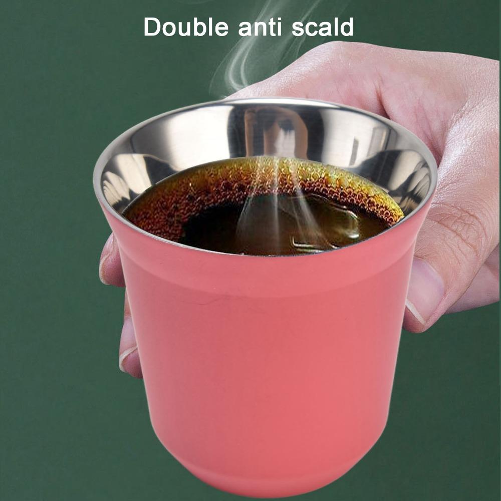 304 Stainless Steel Stainless Steel Coffee Mug Heat Resistance Double Wall Insulated Heat Resistant Coffee Cups 80ml Capacity