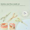 Edelstahl Zahnstocher Zahnseide Wiederverwendbar Für Y-förmigen Flossing-Halter Set Tragbar Umweltfreundliche Zahnreinigungswerkzeuge