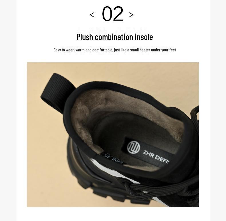 ZHR Women's Warm Velvet Thick-Soled Sneakers, Winter 2023 Casual Black Dad Shoes with Heels