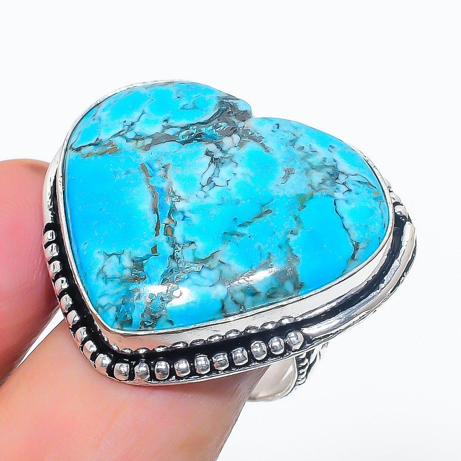 

Кольцо из серебра 925 пробы с натуральным тибетским бирюзовым камнем, размер 9 R2p39