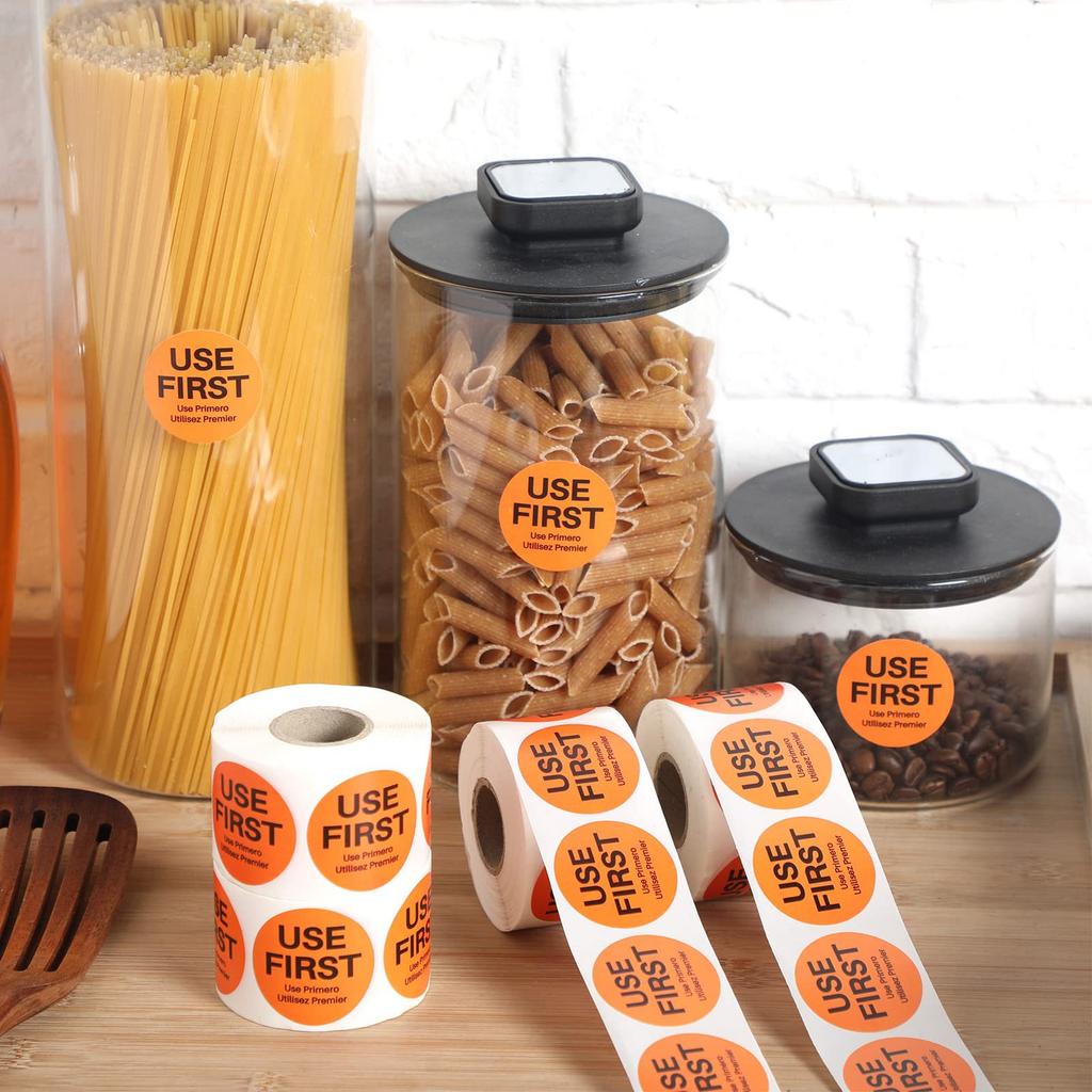 500pcs Permanent Inventory Labels Use First Stickers Orange Stickers for Organization Stockroom Office School Stationery Supplie