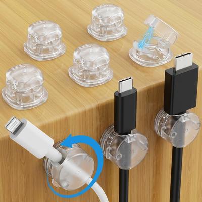 12 stuks Kabelclip 360 Graden Rotatie Kabel Organizer Houder Zelfklevende Draadhouder Beheer USB Oplaadkabel Opwinder Voor Thuis Kantoor