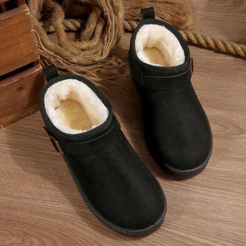

Winter New Snow Boots for Women Cashmere Warm Thick Soles Without Heel-covered Hair Half Slipper Cotton Shoes 36-44 44