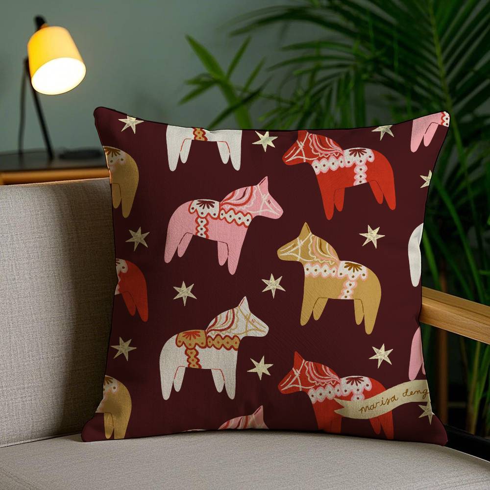 Classical Style Darama Print-Cute Pillow Case Anti-dustmite Pillowcase Invisible Zipper Silky Short Plush Sofa Cushion Cover