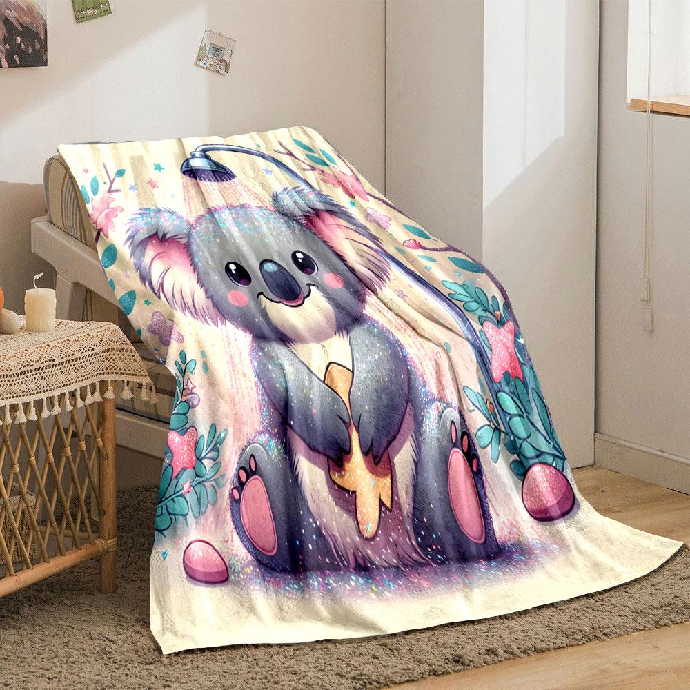 Funkelndes Koala-Duschzeit-Print-Decke weich und gemütlich perfekt für das Wohnzimmer Bett Sofa oder ein Nickerchen,Geschenk
