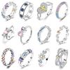 Rings For Women 925 Silver Heart Shaped Cross Crown Rings Sparkling Colorful Zircon Wedding Engagement Jewelry Gifts