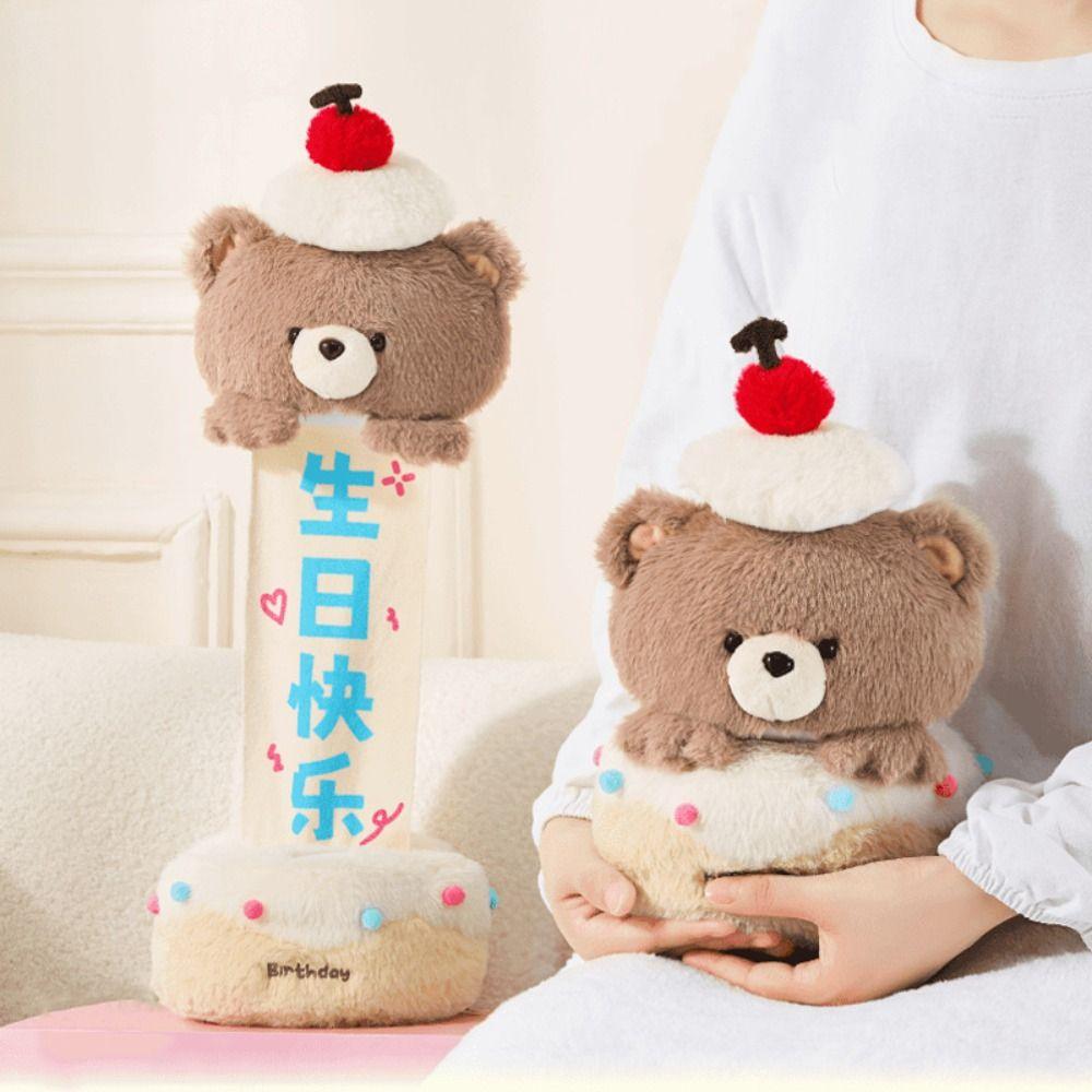 Pull-out Plush Bear Doll Creative Birthday Gifts Interactive Bear Cake Plush Toy  Valentine's Day