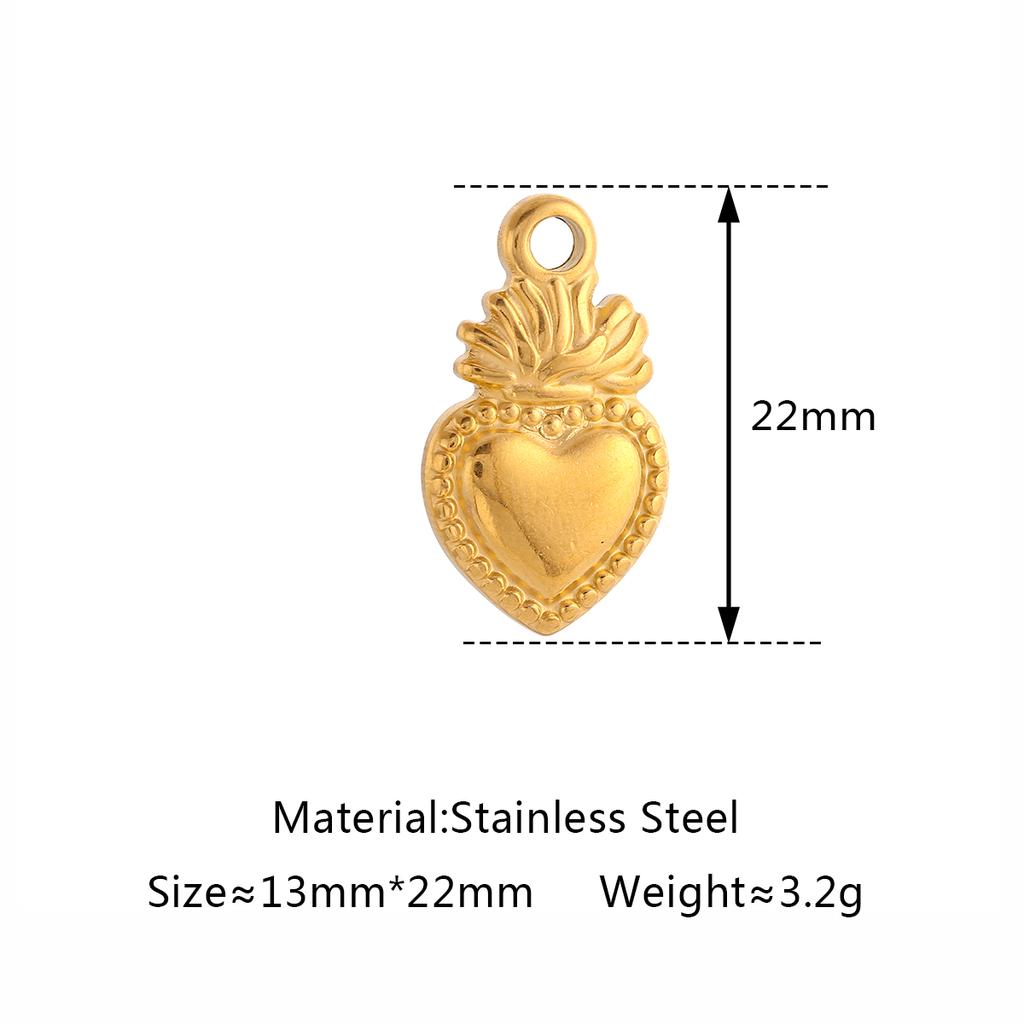 3Pcs Sweet Heart Charms Stainless Steel 3D Lucky Sacred Heart Pendants Handmade Jewelry Making Accessories DIY Necklace Earrings