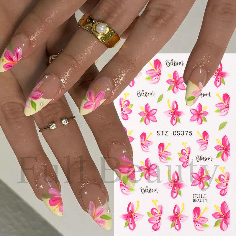 3D Nail Stickers Flower Plants Nail Art Decals Floral Leaf Spring Sliders Manicure Decor