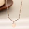 Stainless Steel V-Shape Necklace with Multiple Accessories and UV Color Printed Cross Chain
