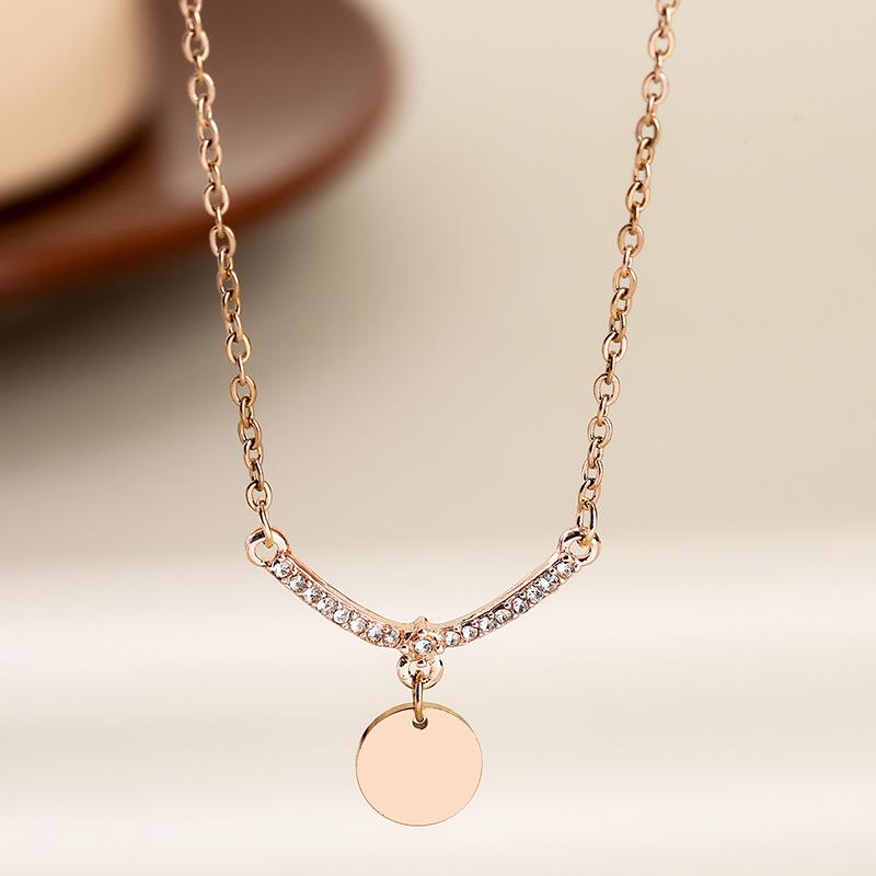 Stainless Steel V-Shape Necklace with Multiple Accessories and UV Color Printed Cross Chain