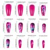 Womens Square Full Cover Medium Length Artificial Nail with Hot Pink Feathered Design 24 Pieces Set Coffun Press On Nail
