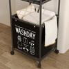 Space Saving Laundry Basket with 2 Shelves Sturdy Oxford Fabric Removable Liner Collapsibles Clothes Organizers