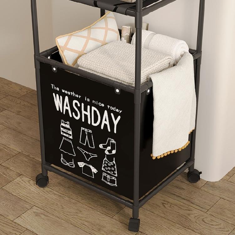 Space Saving Laundry Basket with 2 Shelves Sturdy Oxford Fabric Removable Liner Collapsibles Clothes Organizers