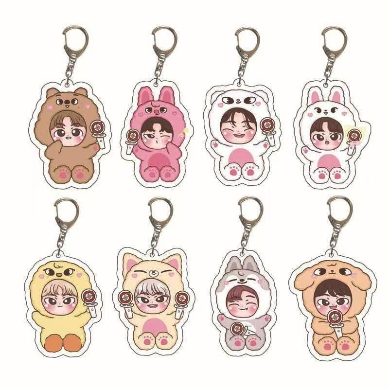 Straykids New Cute Acrylic Keychain Skzoo Peripheral Acrylic Keychain Li Longfu Fang Can Wolf Cub Backpack Accessories