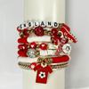 2026 Football Bracelet Set For Soccer Fan With Team Color And Football Charm Elastic Wristband