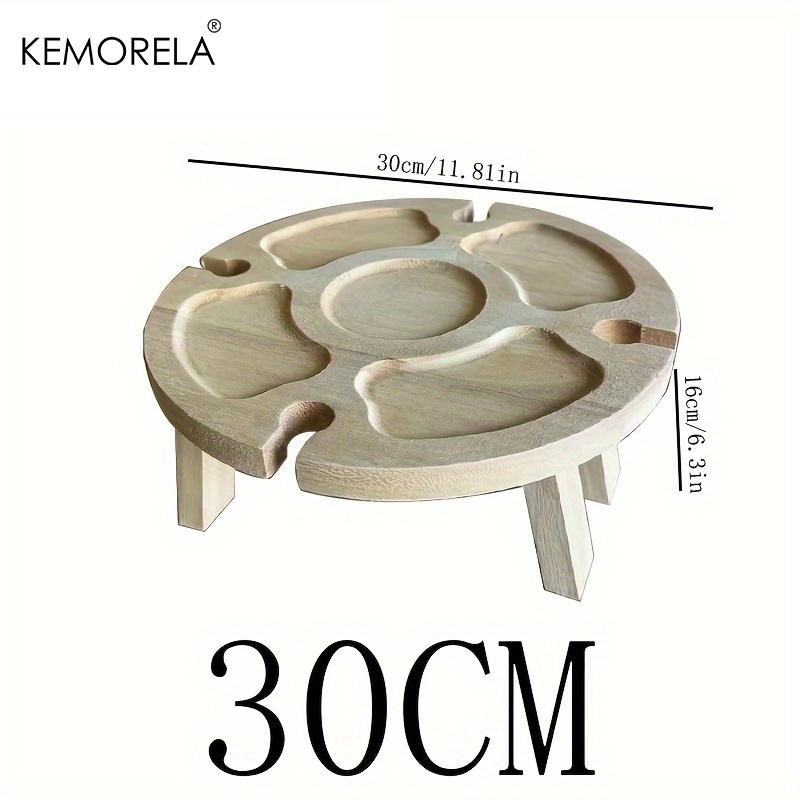 KEMORELA 1 Tavolo da Pranzo Portatile in Legno 30cm/24cm Tavolino Casual Vassoio Frutta Portabottiglie da Esterno Tavolo Pieghevole da Viaggio per Picnic
