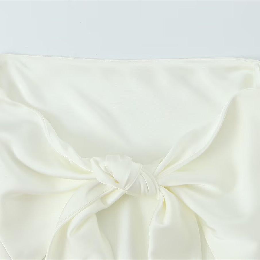 Silk Satin Texture Top & High-Waisted Pants Set