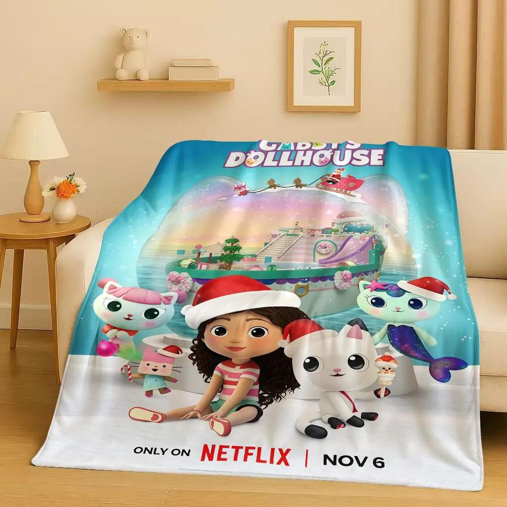 HD Niedliches Gabi's Puppenhaus Cartoon Flanelldecke, Ultra Weiche Warme Plüschdecke für Zuhause Schlafzimmer Bett Sofa Abdeckung Picknick Mädchen Geschenk