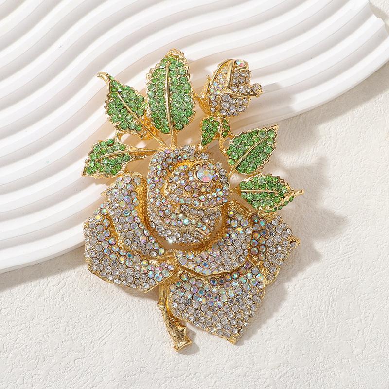 

Fashion New Alloy Diamond Oversized Rose Brooch Atmospheric Heavy Industry Jewelry Pin Vintage Accessories