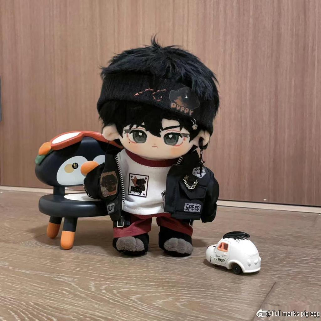 20cm Doberman Cotton Doll with Cool Outfit Set