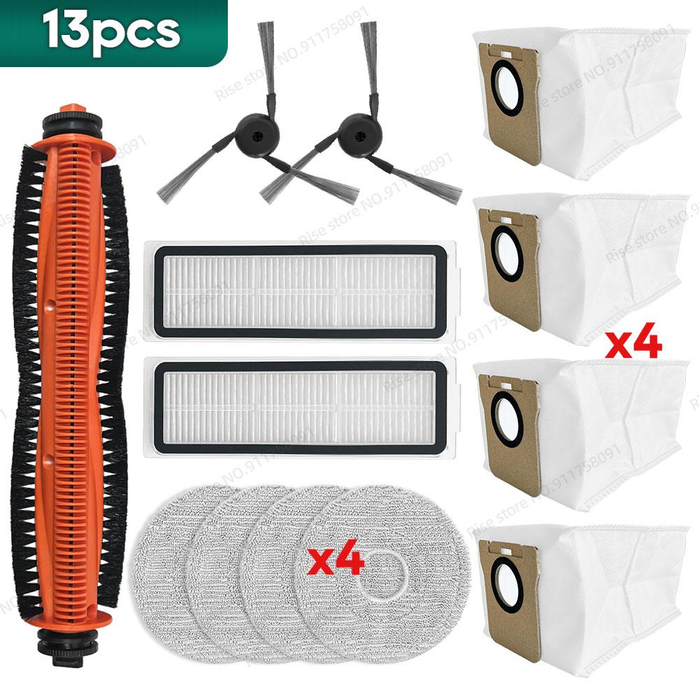 Kompatibel für ( Mijia Roboter Staubsauger Wischmopp 5 Pro ) Zubehör Hauptbürste Filter Staubbeutel Mopptuch Ersatzteilset
