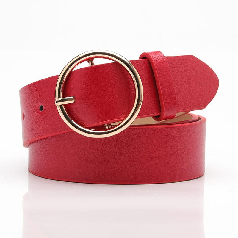 Women's Belt, Round Buckle Casual Simple and Versatile Women's Jeans Accessories Belt, Women's